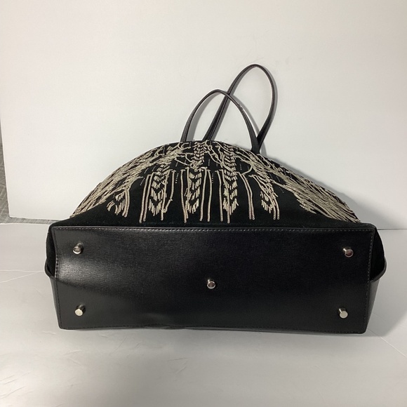 NWT CROMIA WOMAN'S LARGE LEATHER SUEDE TOTE BLACK  BAG FRINGE CHAINS AT FRONT - Picture 8 of 16